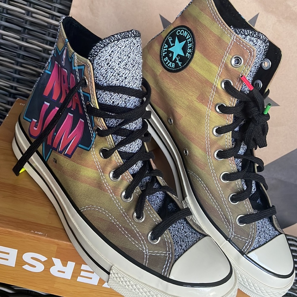 Converse Chuck Taylor All Star 70 Hi Brown/Solar Red/Electric Aqua mens NBA JAM - Picture 8 of 16
